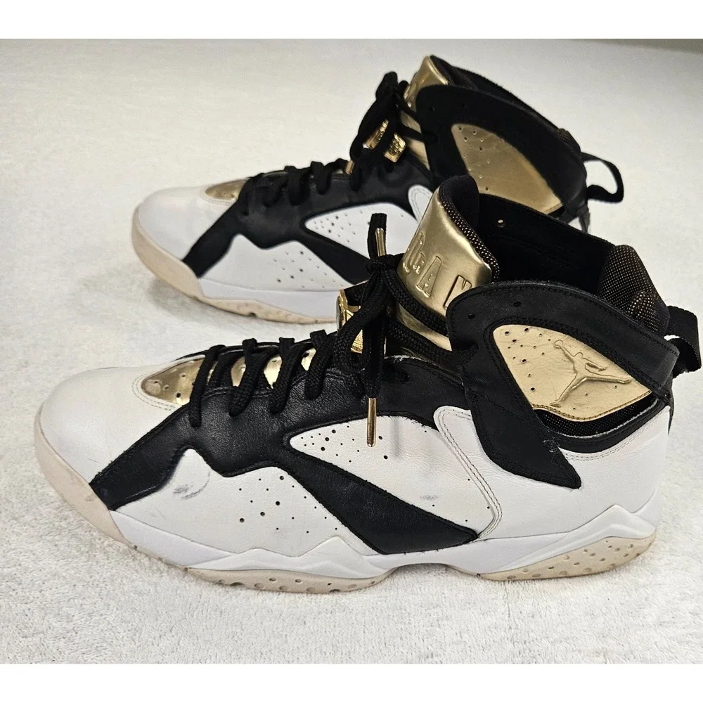 Air Jordan 7 Retro Champagne 725093-140 White, Black Metallic Gold Men's Size 12